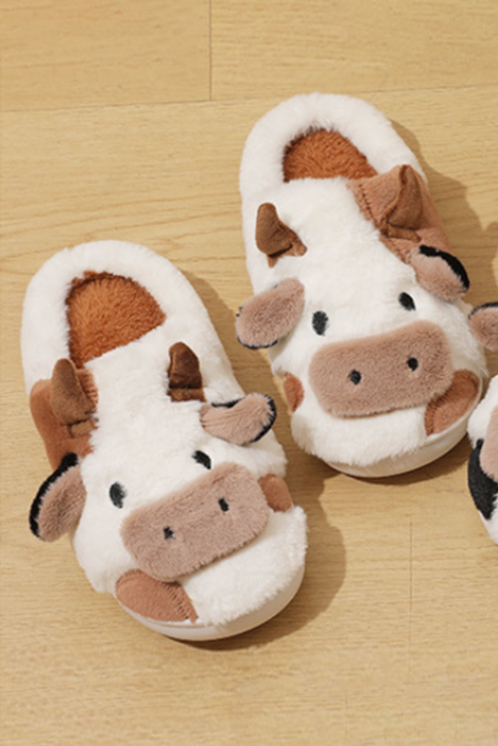 Camel Cartoon Cow Pattern Plush Lined Slippers