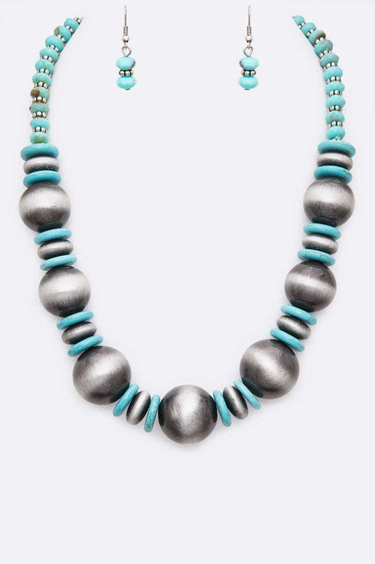 Western Navajo Beads Statement Collar Necklace Set