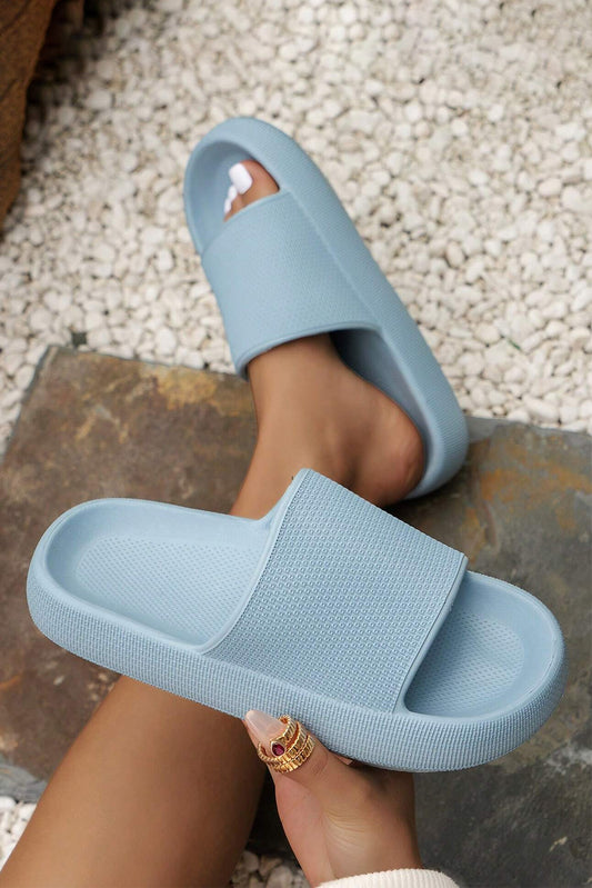 Mist Blue Solid Color Non-slip Cloud Thick Sole Slippers