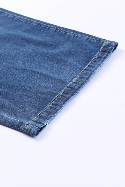 Dark Blue Slouchy Pocket Casual Wide Leg Jeans